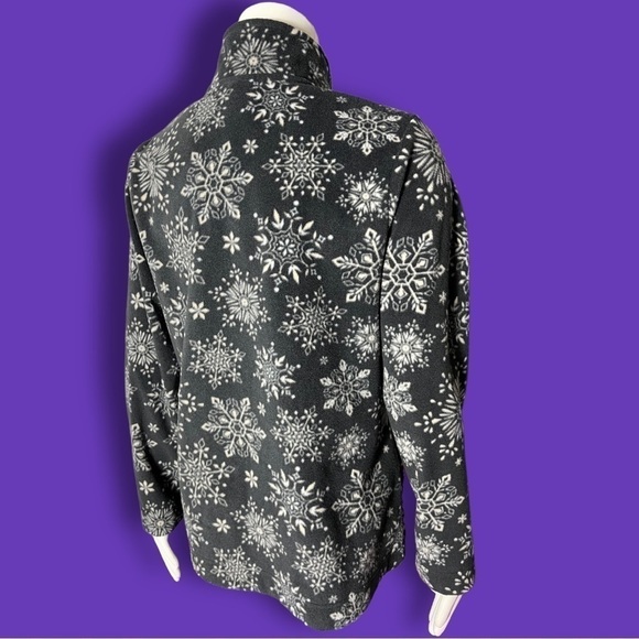 CROFT & Barrow Snowflake Full Zip Lightweight Fleece Black and White Size Medium - Picture 4 of 10